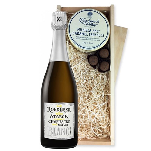 Louis Roederer Brut Nature Champagne 75cl And Milk Sea Salt Charbonnel Chocolates Box